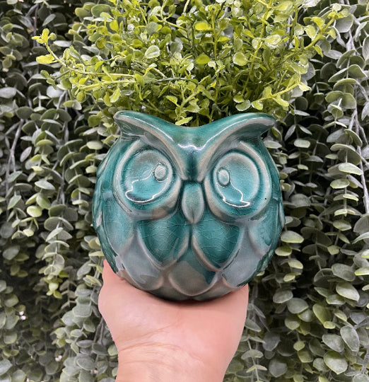 Blue Owl Planter Pot